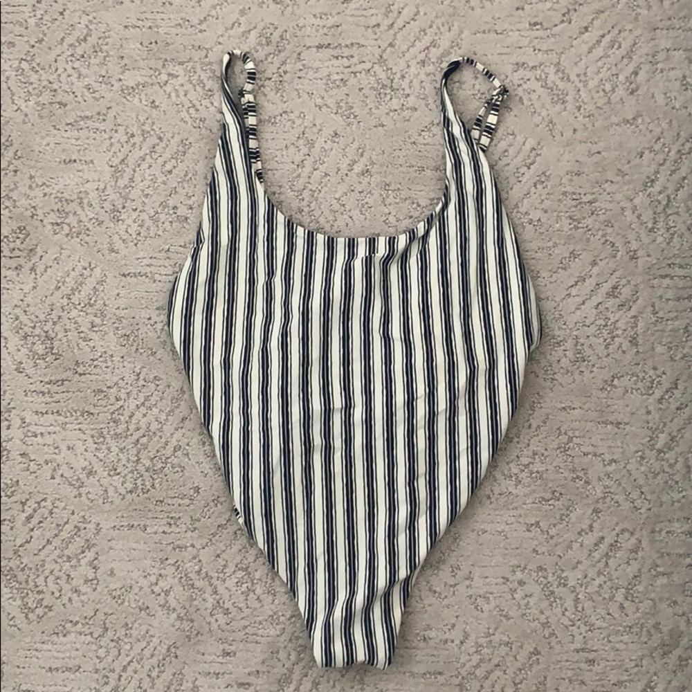 B&W striped billabong one piece swim suit